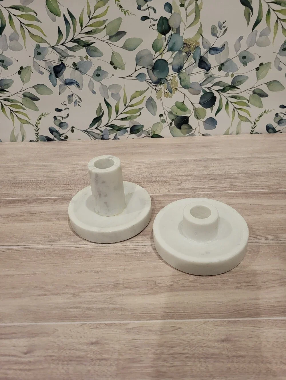 Studio McGee White Marble Candle Holders - Set of 2